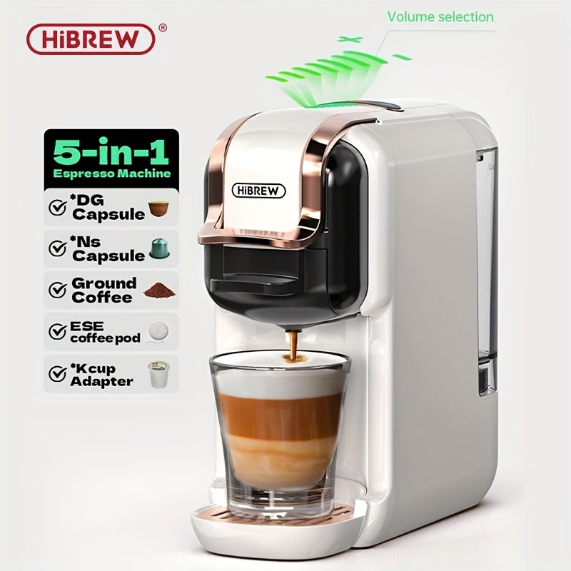 5-in-1 -in-One Coffee Machine: Espresso, Cappuccino, Latte, Drip, Capsule & Ground Coffee Maker