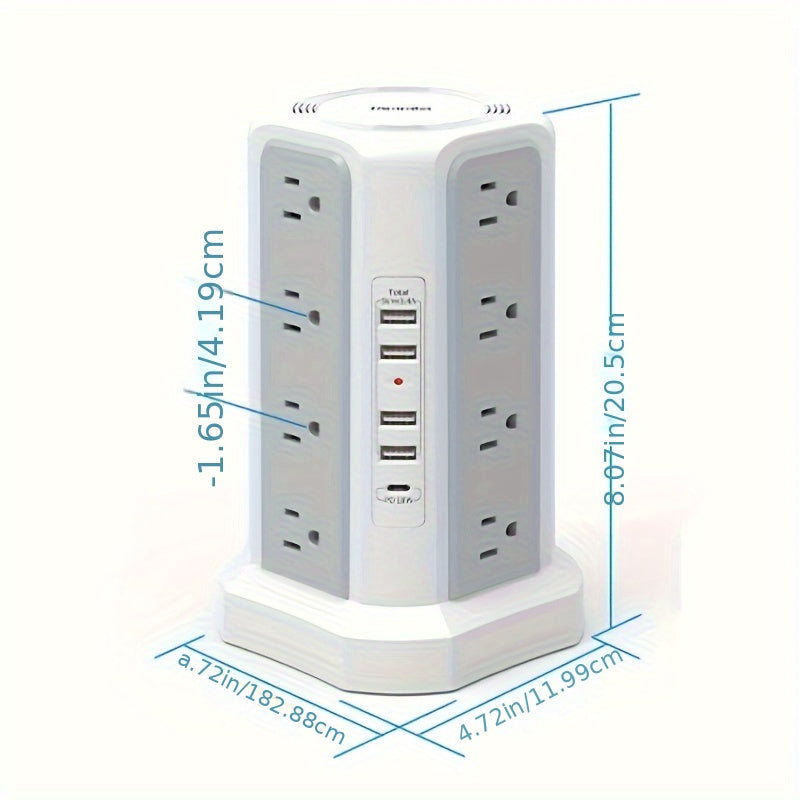 Flat Plug with USB/USB-C Ports