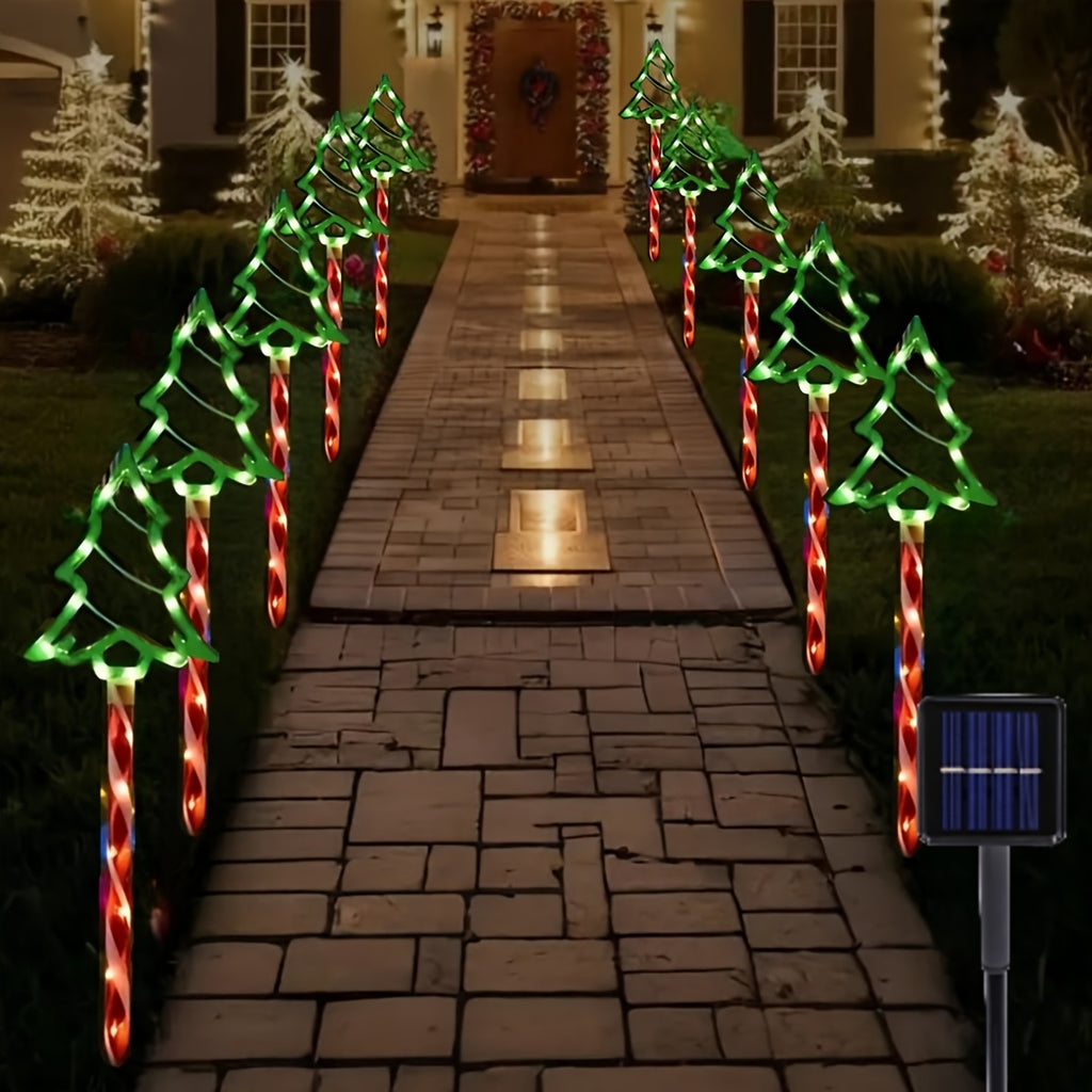 8/16 Solar-Powered Candy Cane Lights, 5-In-1, 96 LED Bulbs, 8 Lighting Modes, Indoor And Outdoor Christmas Decoration, Festive Red And White Striped Design, Suitable for Lawns, Yards, Gardens, Christmas Trees, Solar Christmas