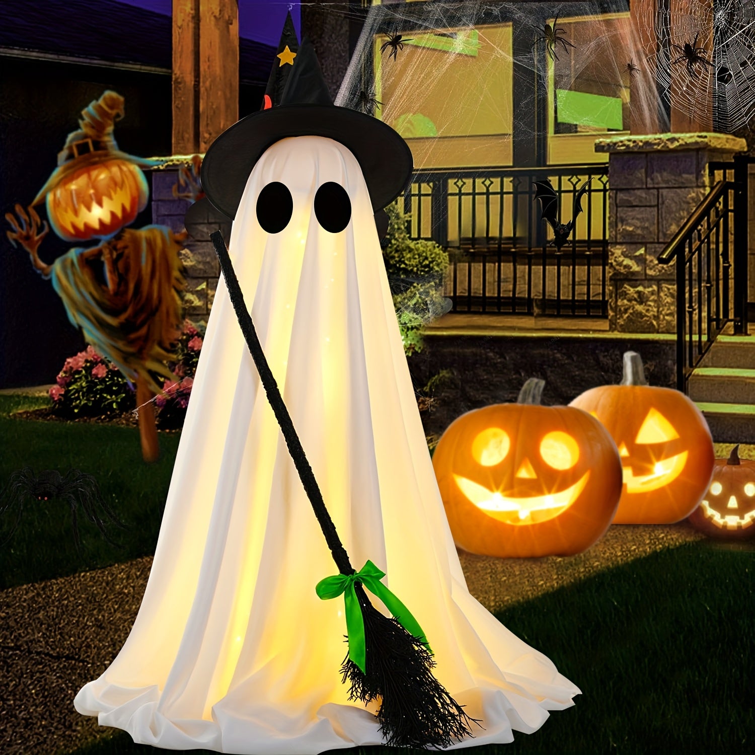 Spooky Halloween Decor with Witch Broom