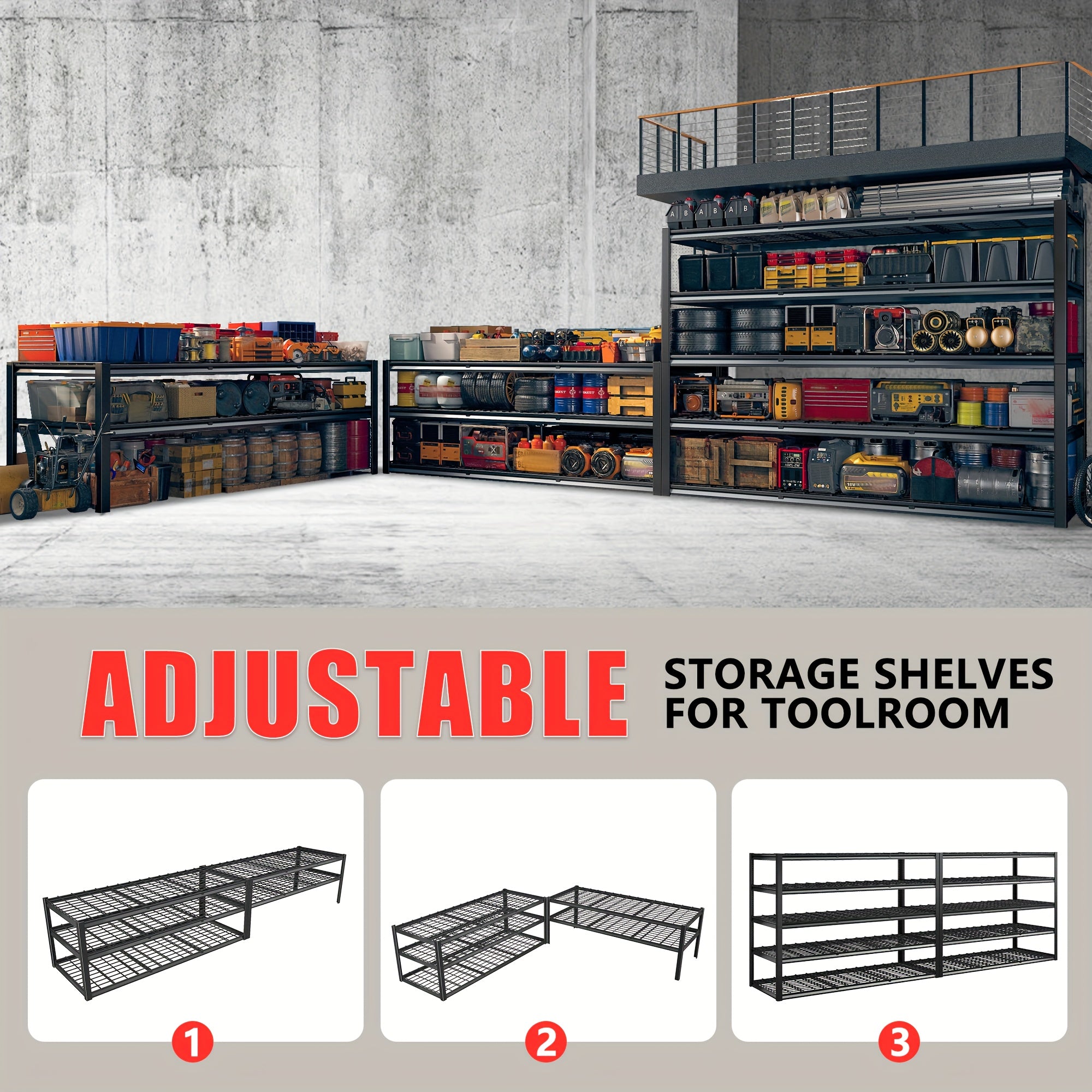 Adjustable Carbon Garage Storage Rack