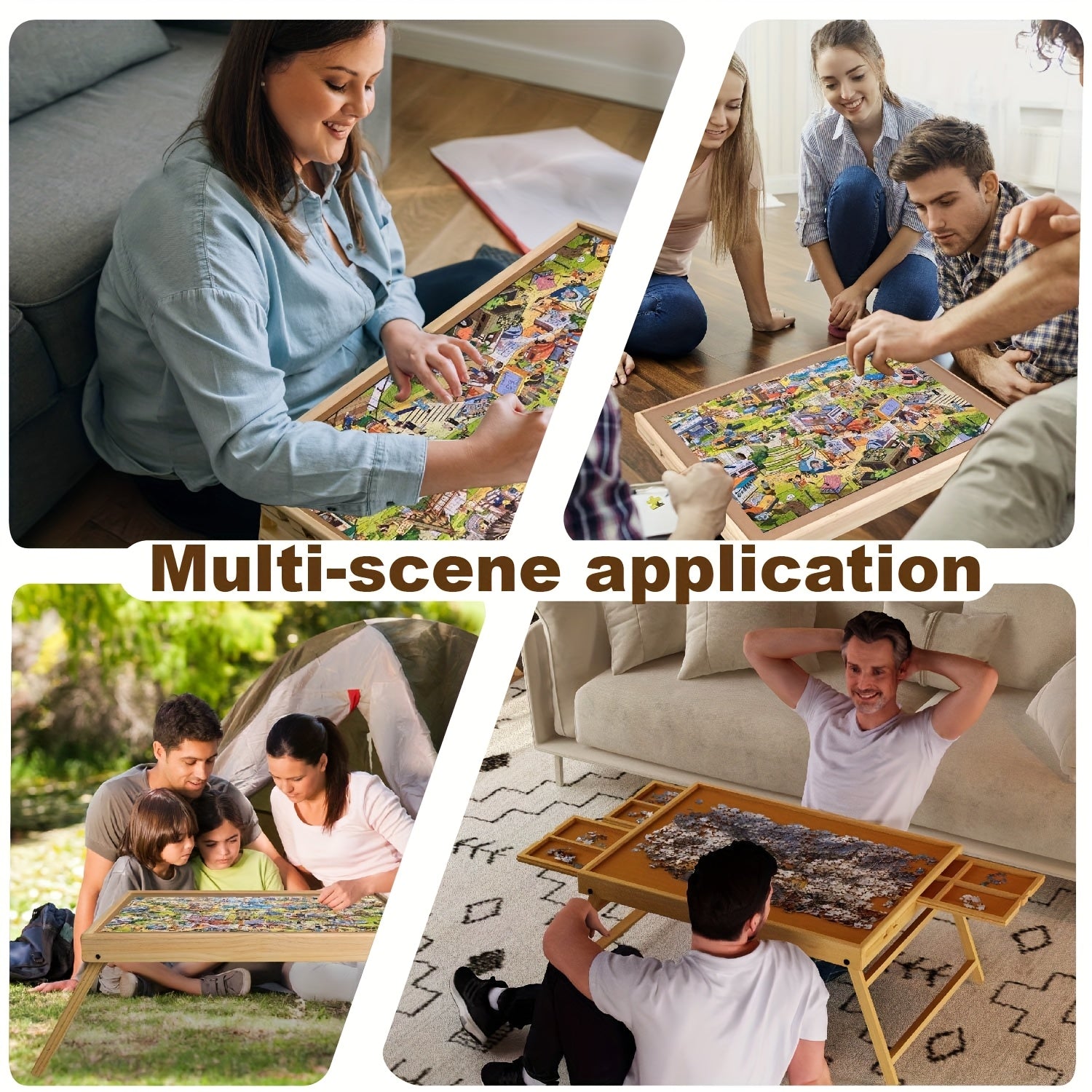 Puzzle Table with Folding Legs