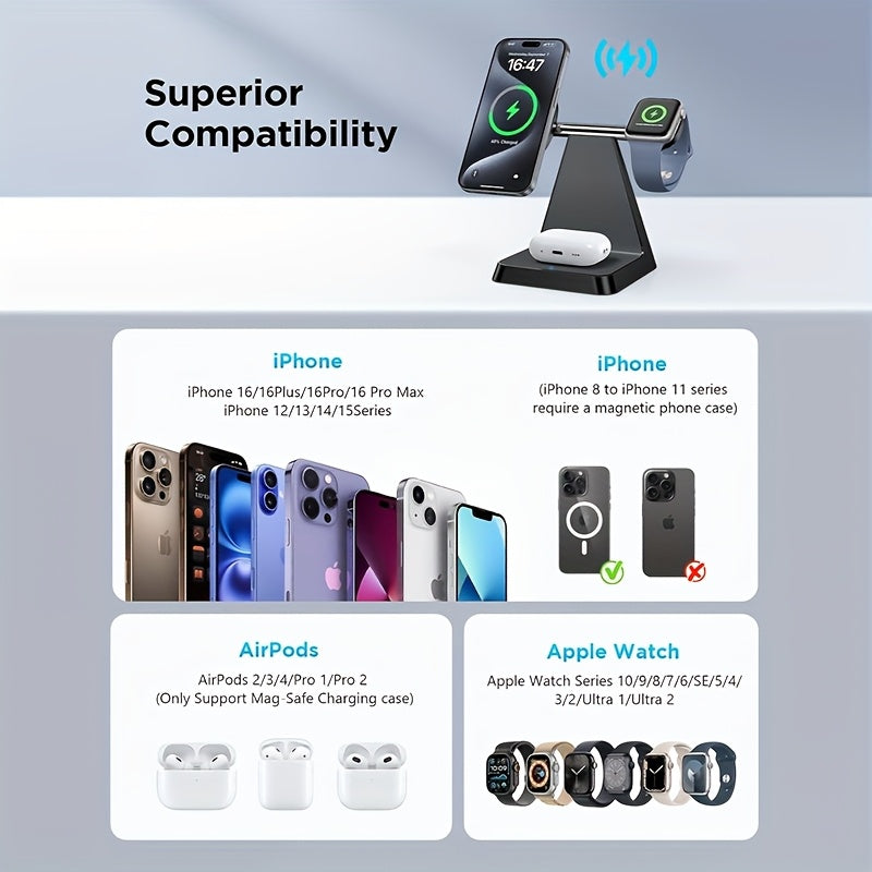 18W Magnetic 3in 1 Charging Station for Multiple Devices
