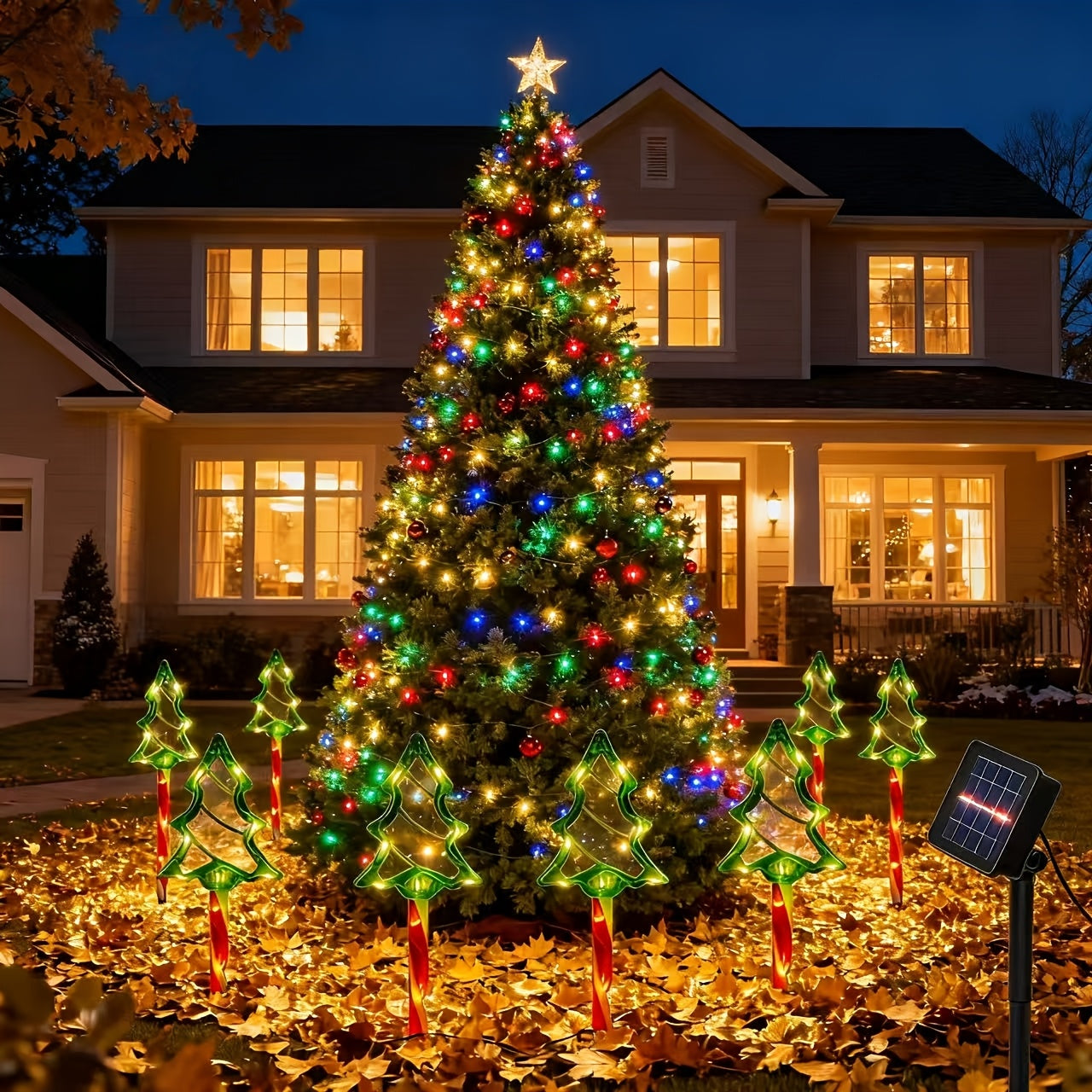 8/16 Solar-Powered Candy Cane Lights, 5-In-1, 96 LED Bulbs, 8 Lighting Modes, Indoor And Outdoor Christmas Decoration, Festive Red And White Striped Design, Suitable for Lawns, Yards, Gardens, Christmas Trees, Solar Christmas