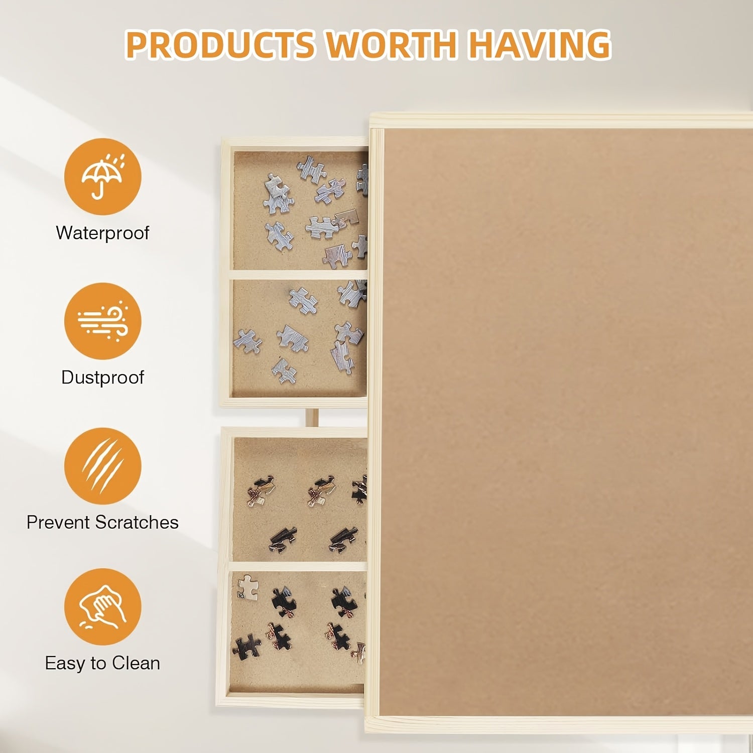 Puzzle Table with Folding Legs