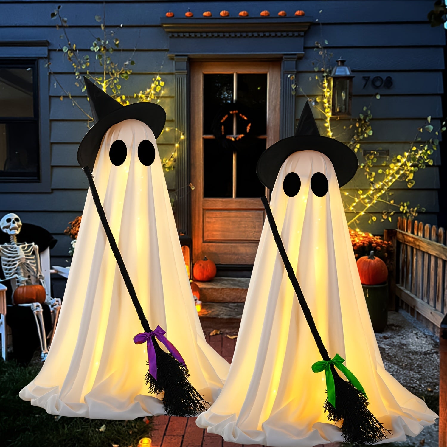 Spooky Halloween Decor with Witch Broom