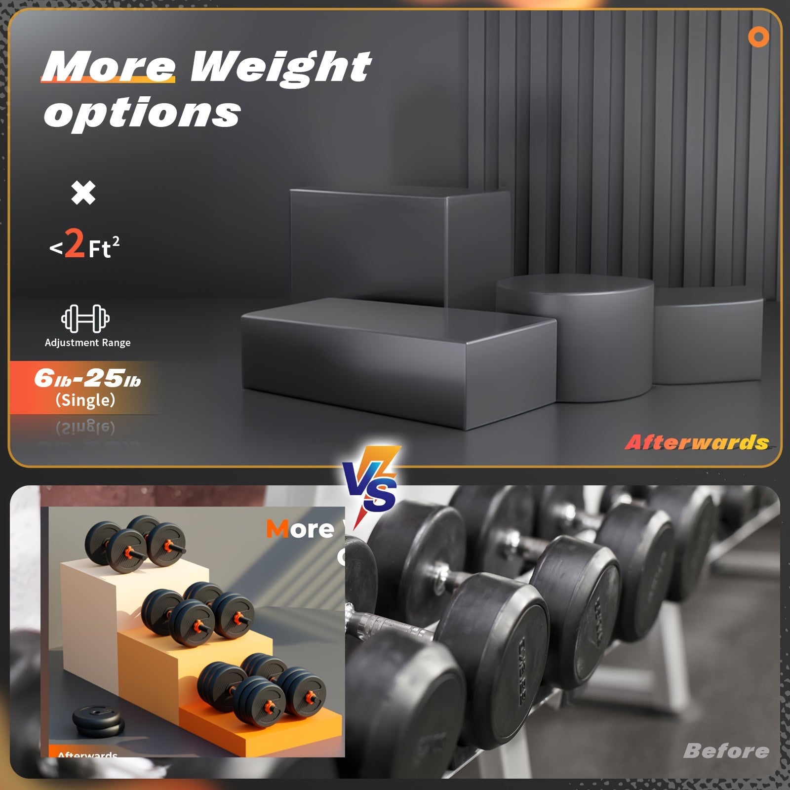 Adjustable Dumbbell Set, 20/30/70/90lbs