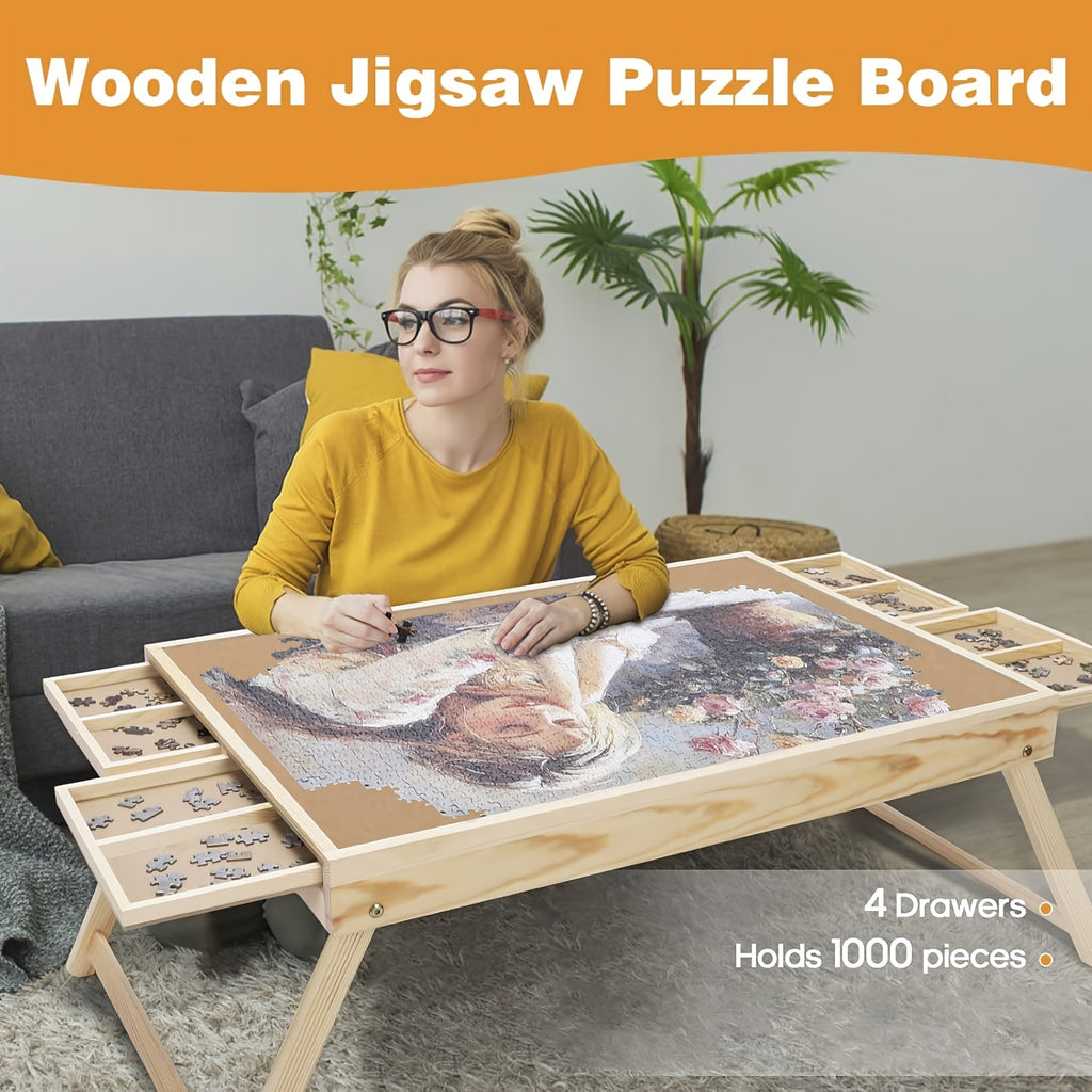 Puzzle Table with Folding Legs