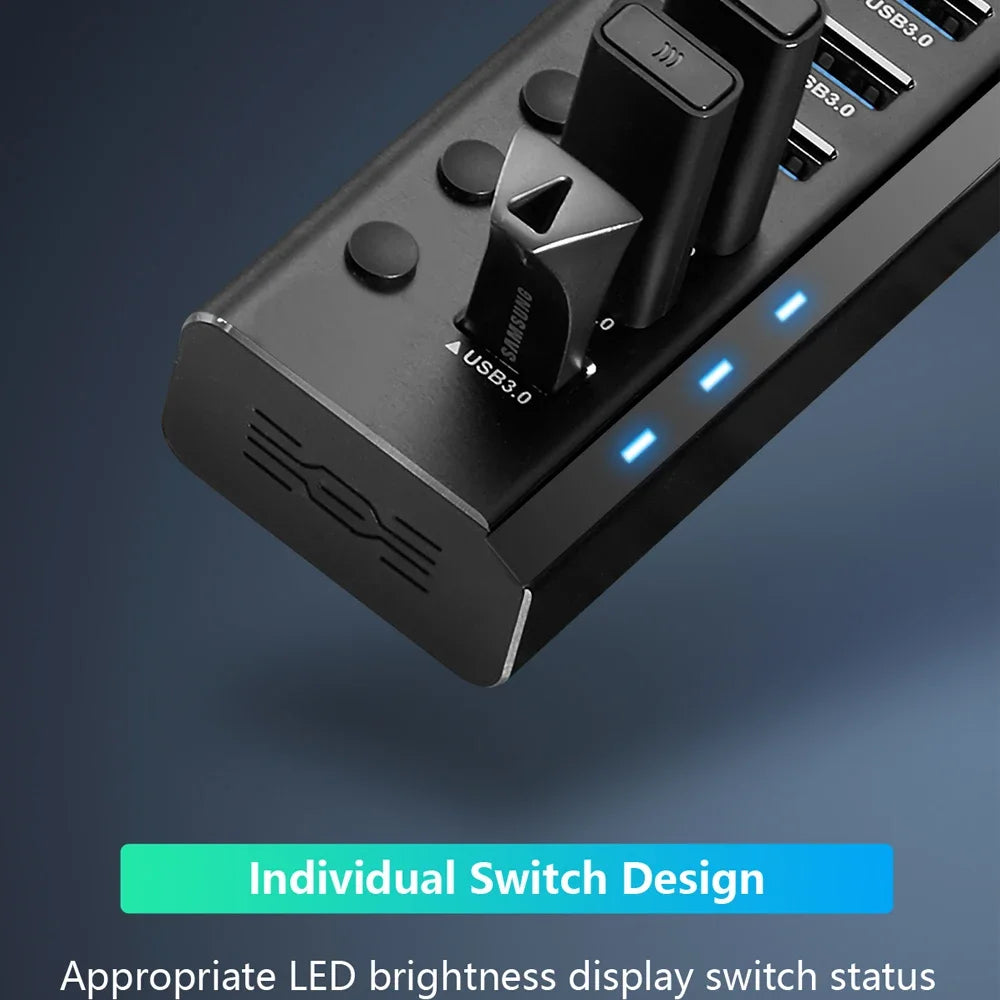 USB3.0 Hub Aluminum 10/13/16 Port Expander USB