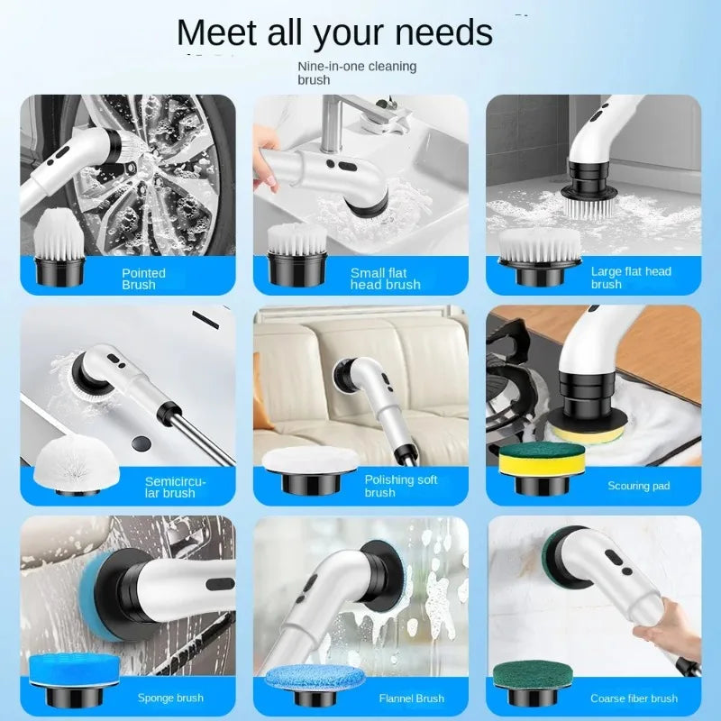 Nine in one multifunctional handheld electric cleaning