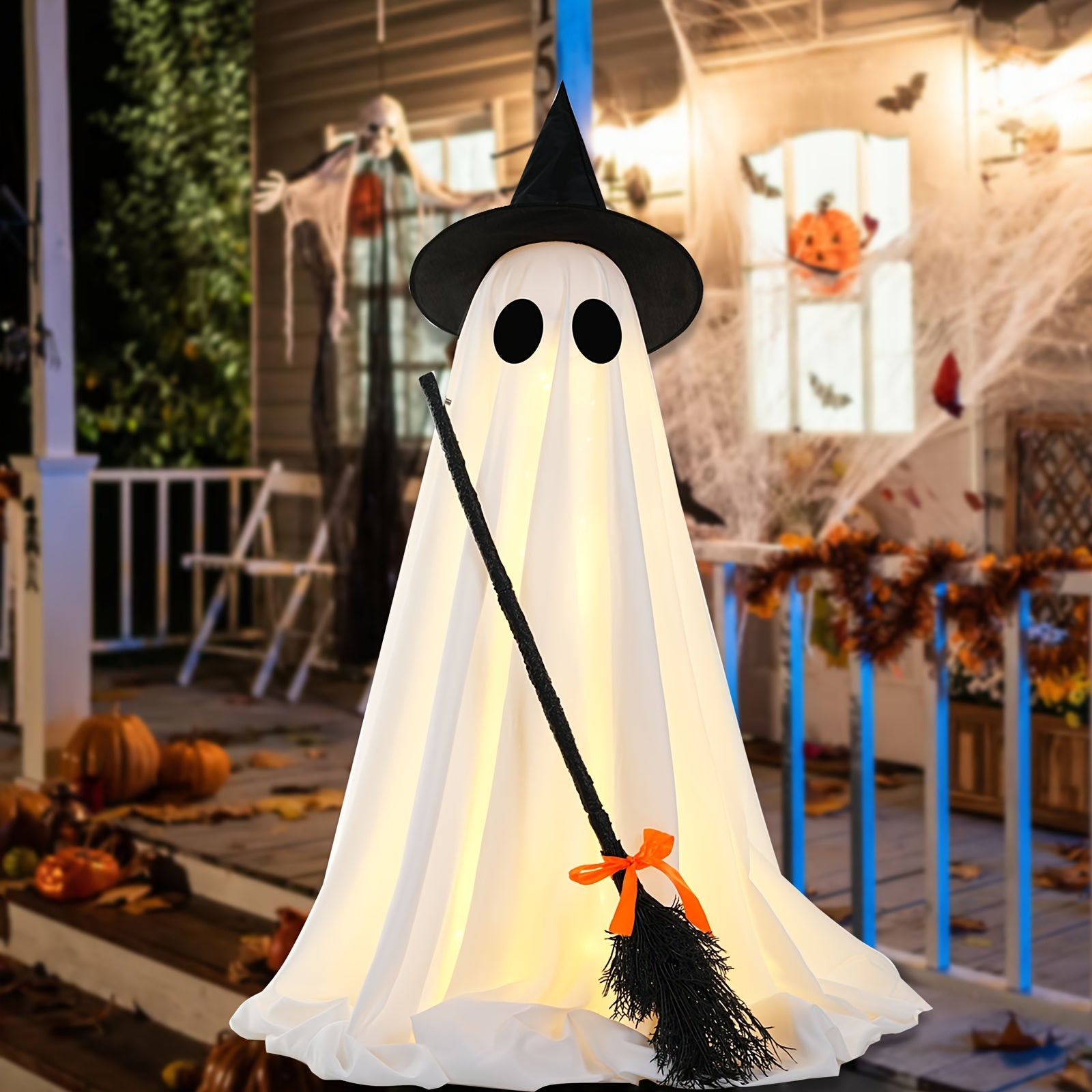 Spooky Halloween Decor with Witch Broom